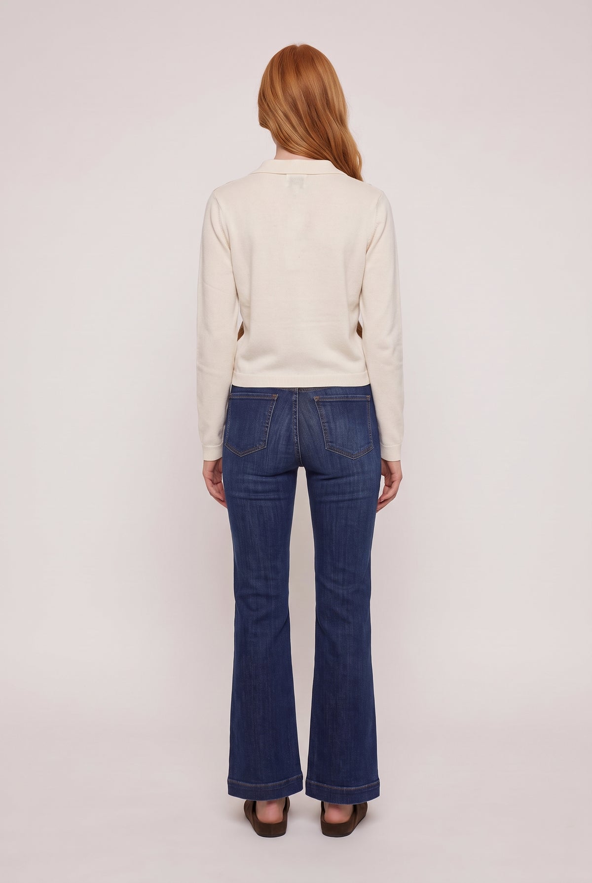 model wearing Morris Cropped Polo posing Back View