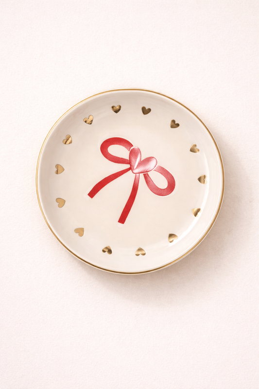 Red bow heart Trinket Tray