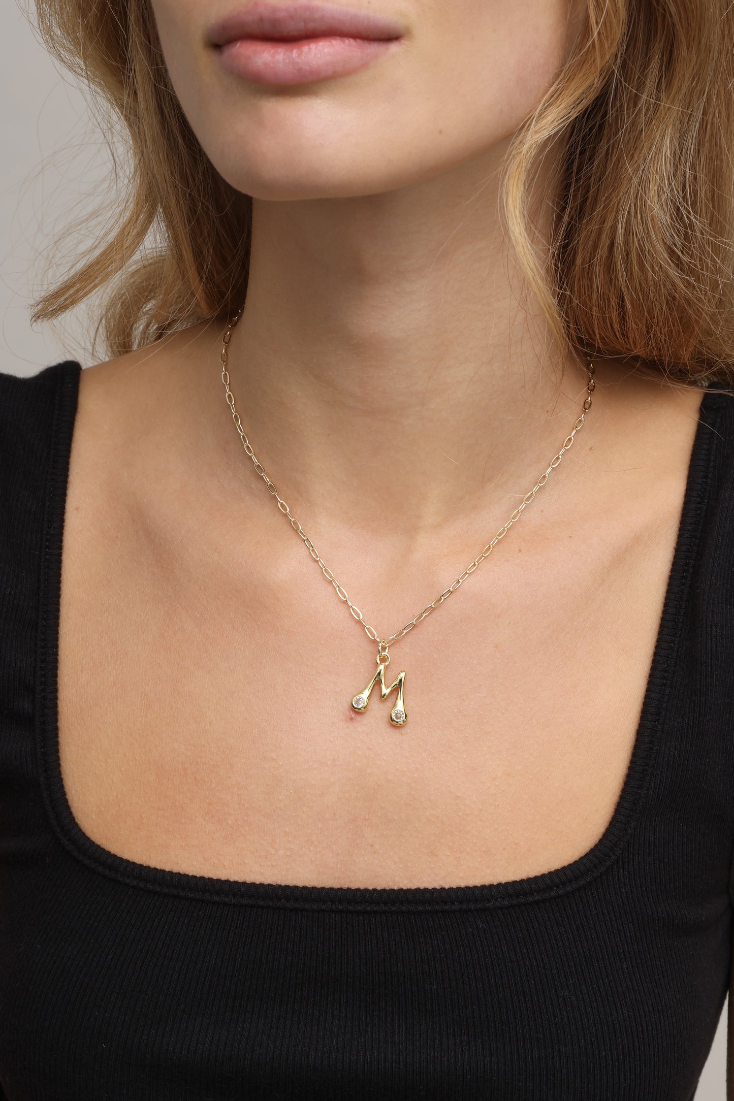 Sophia Bezel Initial Necklace