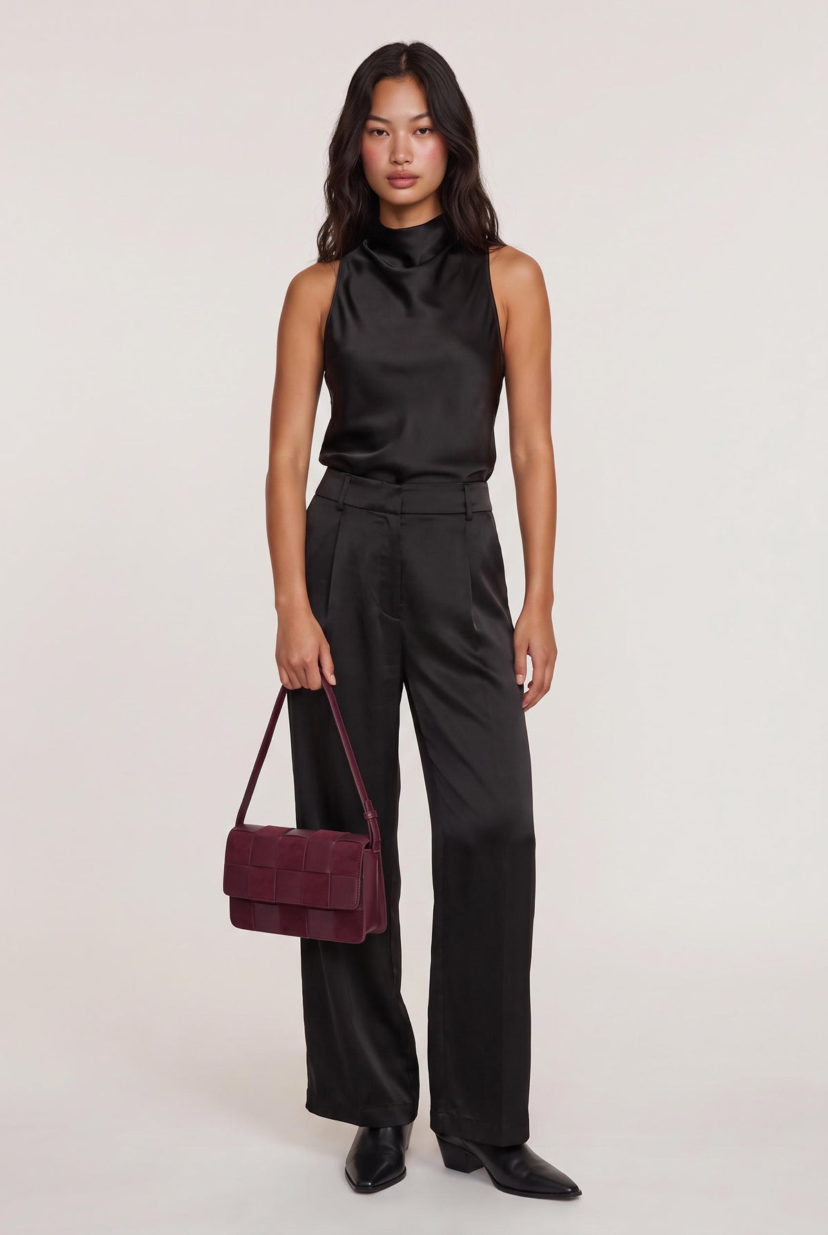 model wearing Shoulder Bag posing Front View