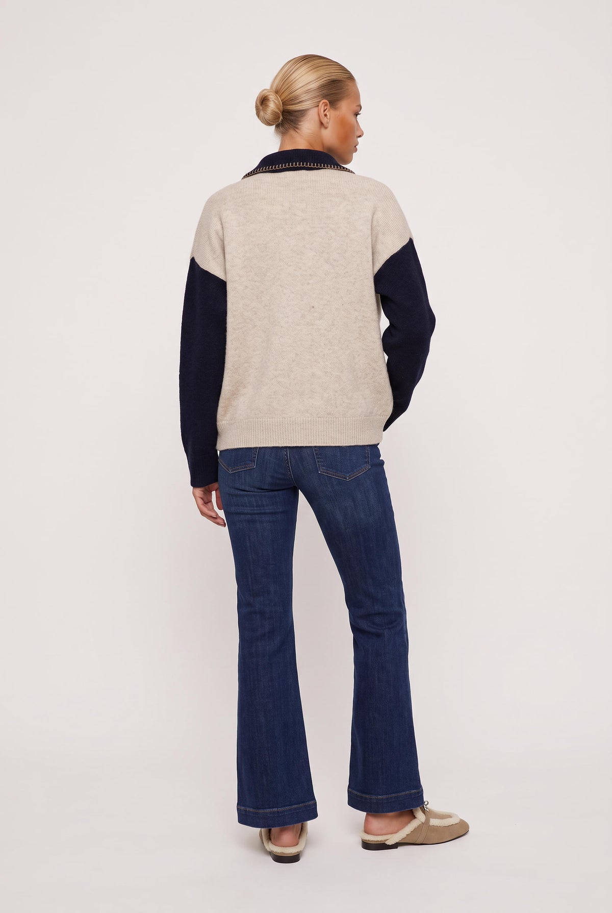 model wearing Stitch Perfect Zip Up Cardigan posing Front View