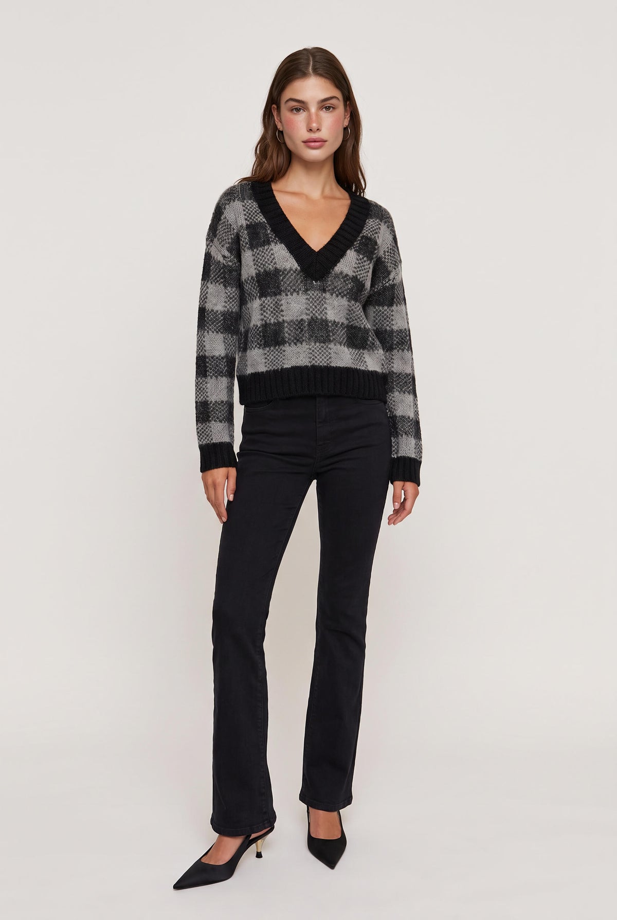model wearing Helga Knit Sweater posing Front View