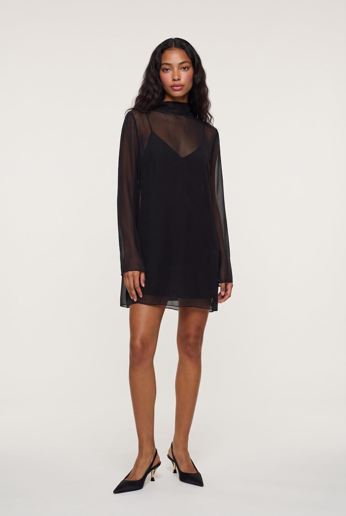 model wearing Leo Turtleneck posing Front View
