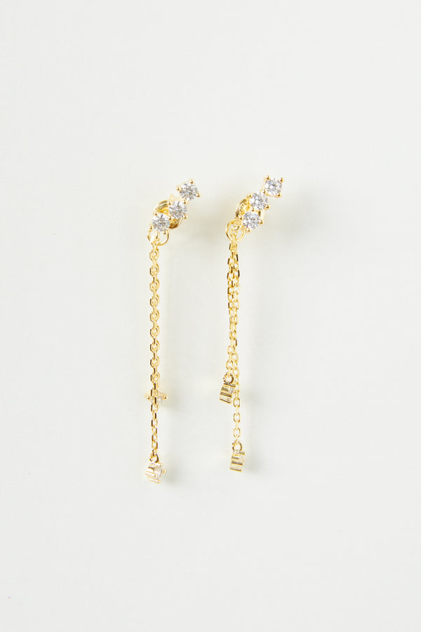Sherry 3 Cubic Zirconia Studs With Chain