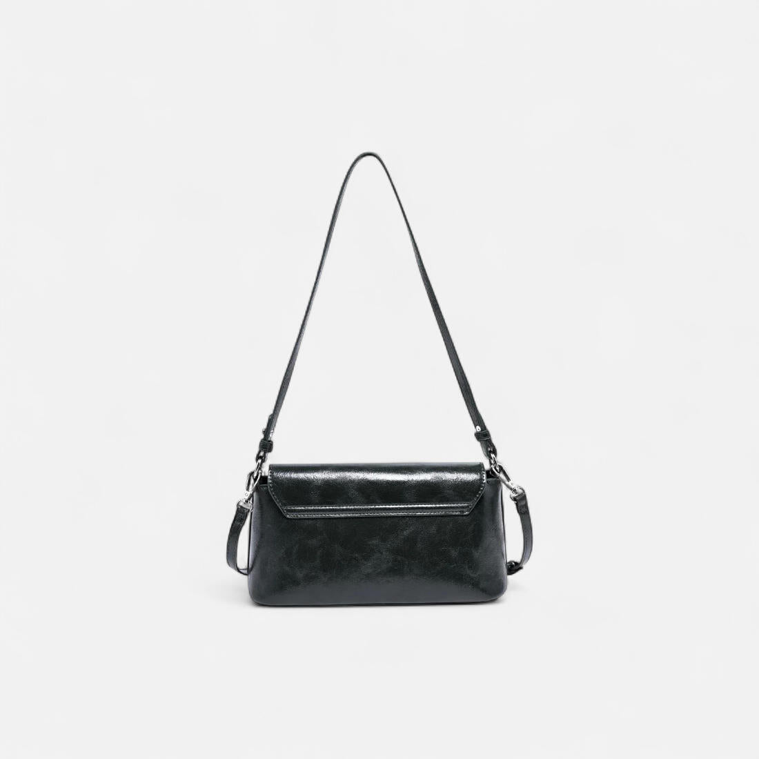 Shoulder Bag W Silver Clasp Flat Lay