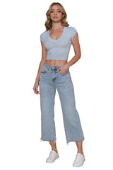 High Rise Ankle Wide Leg Jeans