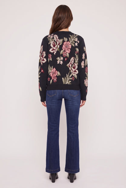 
model wearing Sherina Zafra Floral Cardigan posing Back View