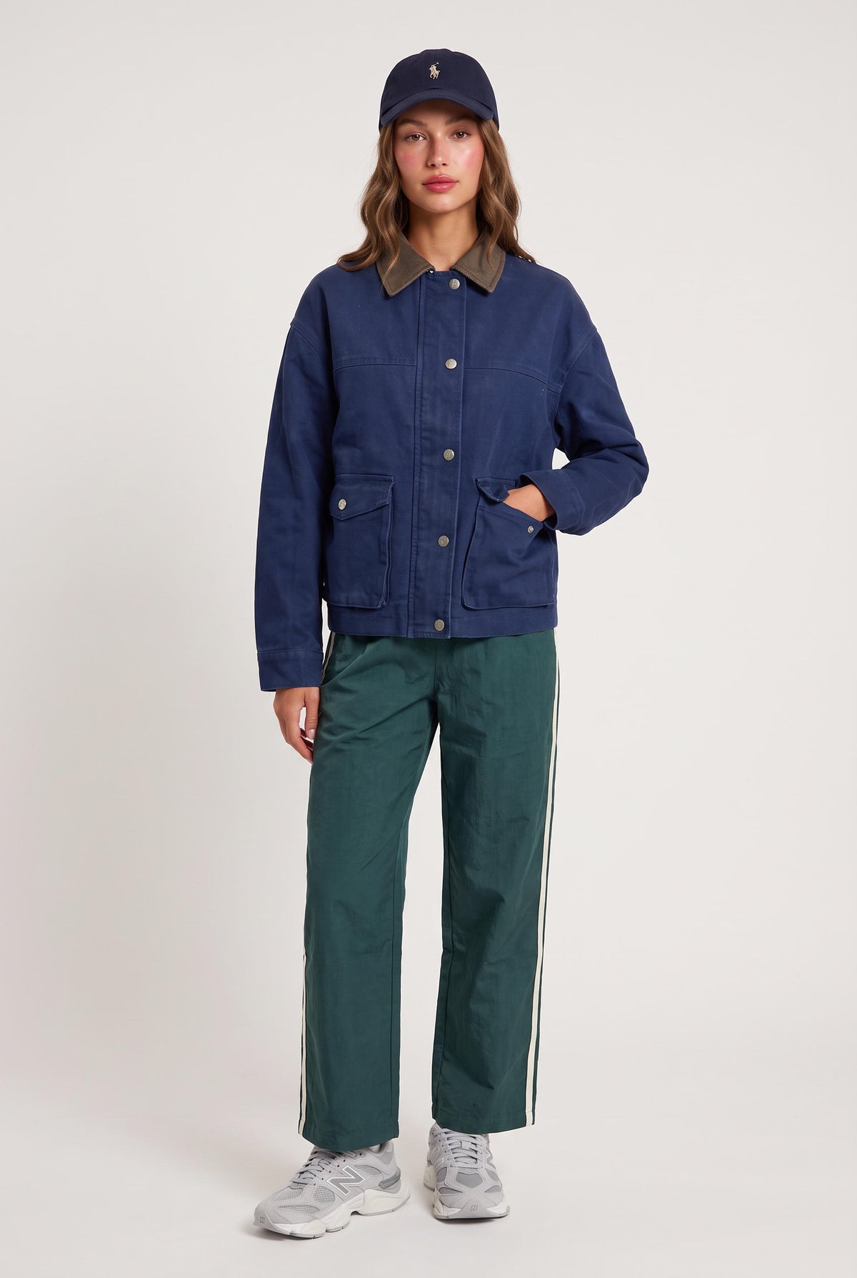 
model wearing Downtown Track Pant posing Front View