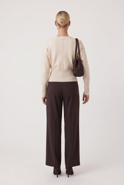 
model wearing Monday Ribbed Cardigan posing Back View