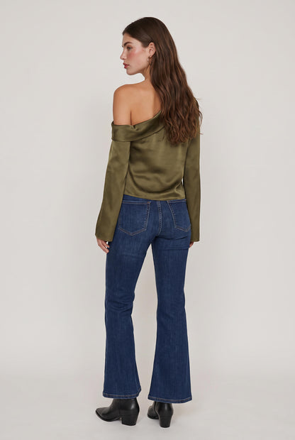 
model wearing Celeste Asymmetrical Top posing Front View