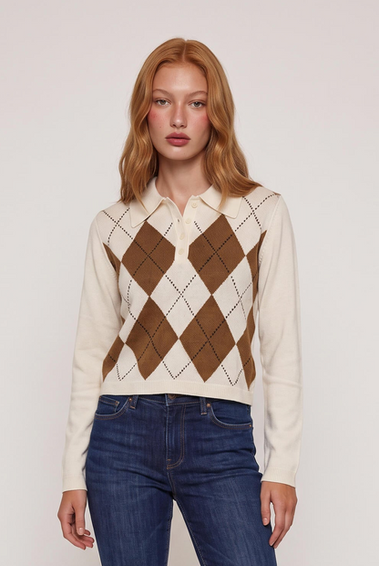 
model wearing Morris Cropped Polo posing Front View