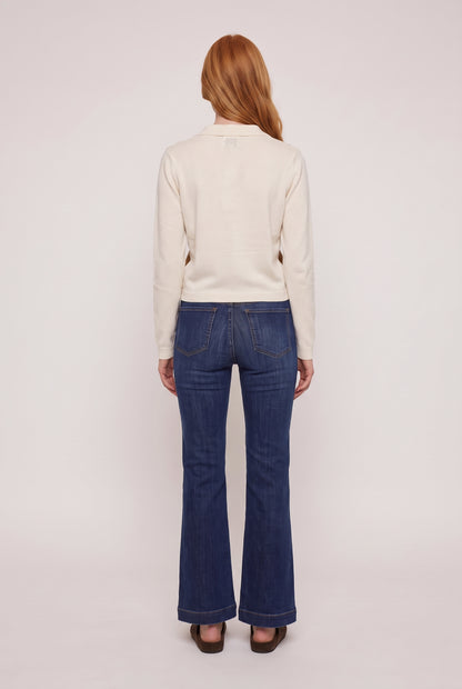 
model wearing Morris Cropped Polo posing Back View
