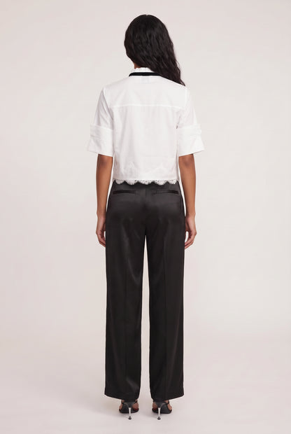
model wearing Taylor Poplin Button Down Shir posing Back View