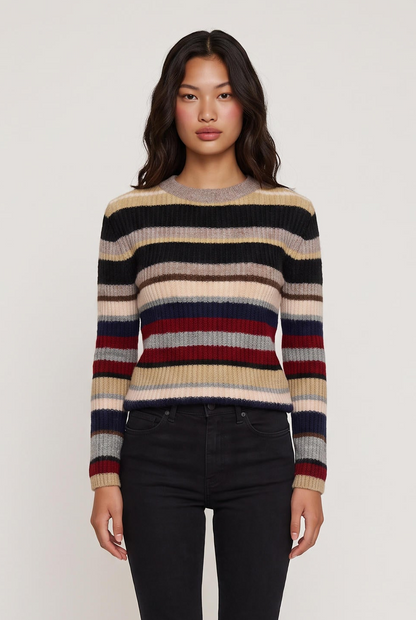 
model wearing Stella Stripe Sweater posing Front View