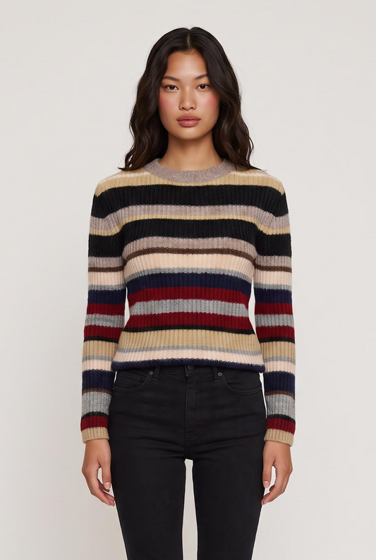 
model wearing Stella Stripe Sweater posing Front View