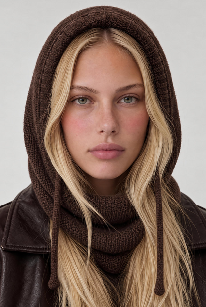 
model wearing Winter Woods Balaclava posing Front View