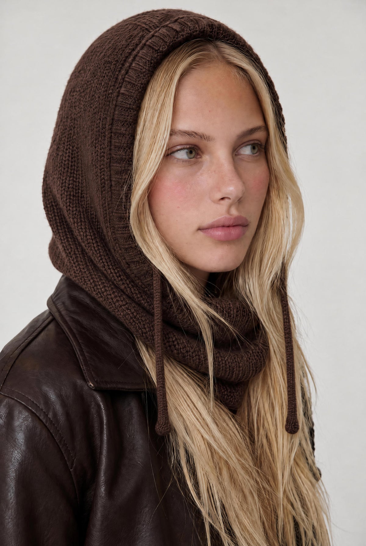 
model wearing Winter Woods Balaclava posing Front View