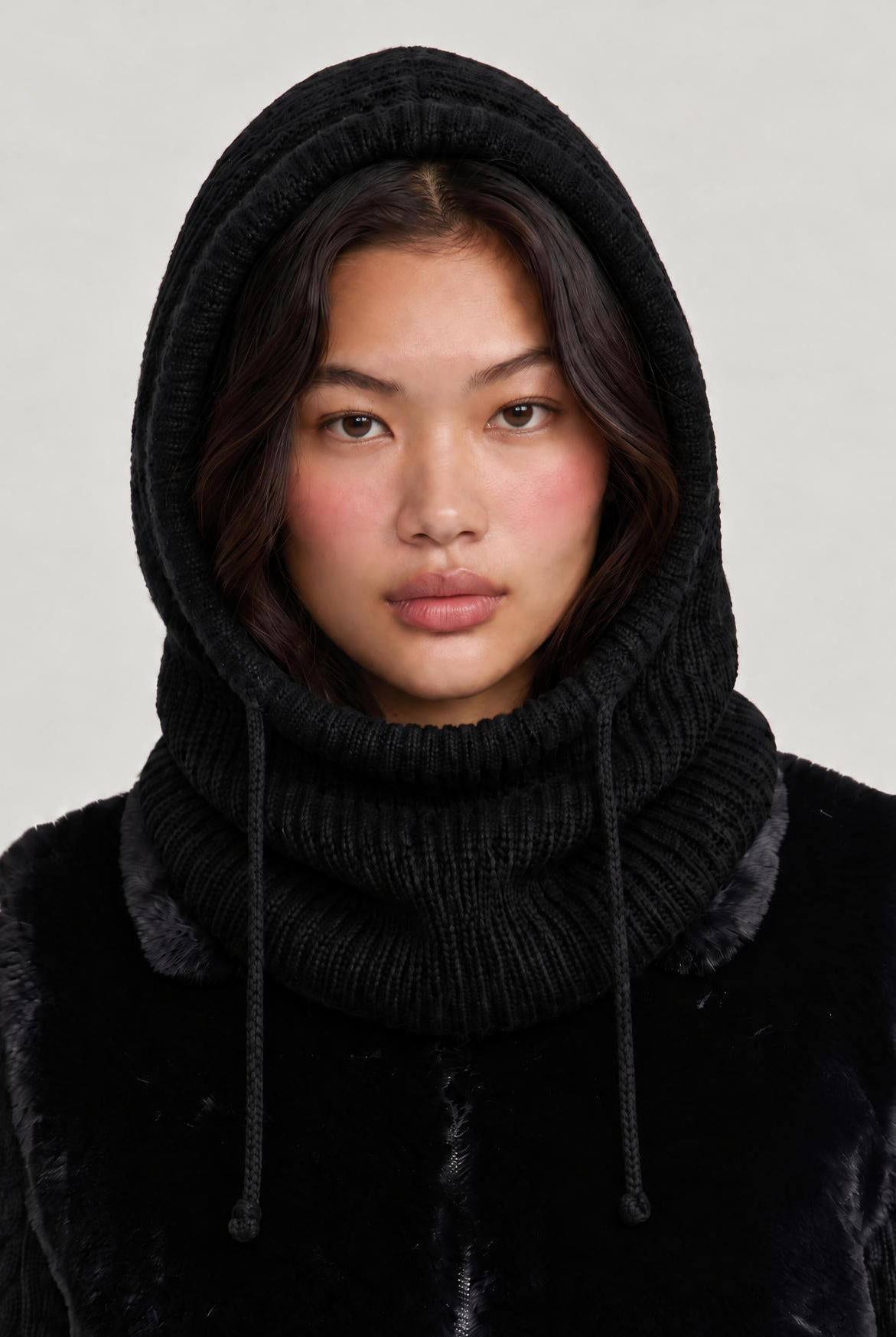 
model wearing Winter Woods Balaclava posing Front View
