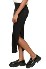 Sally Satin Side Slit Skirt