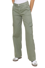 Army Green High Rise Utility Cargo Jeans