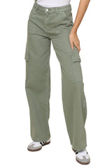 Army Green High Rise Utility Cargo Jeans