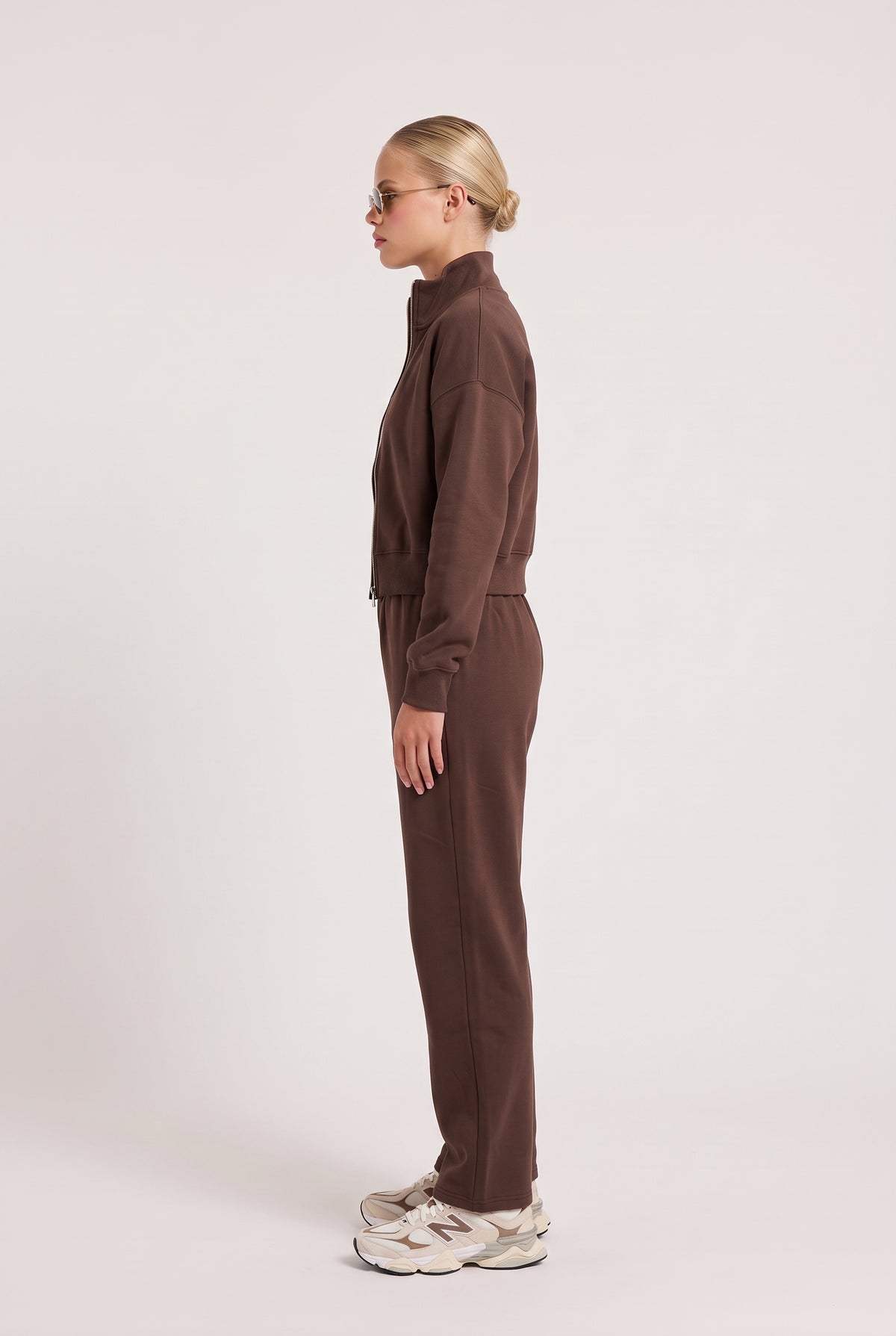 
model wearing Everyday Sweatpant posing Side View