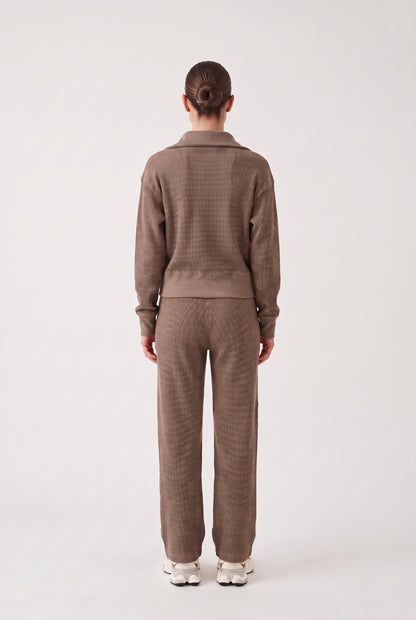 
model wearing Fireside Waffle Wide Leg posing Front View