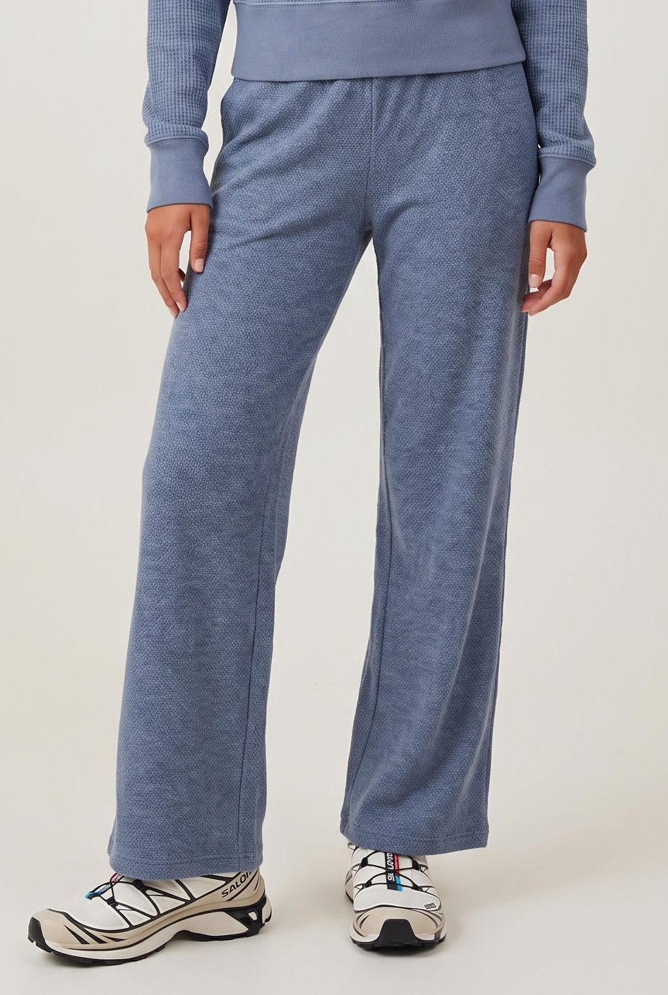 
model wearing Fireside Waffle Wide Leg posing Front View