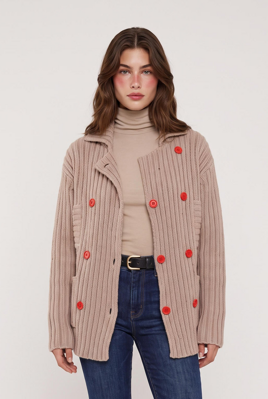 
model wearing Brooklyn Girl Sweater Jacket posing Front View