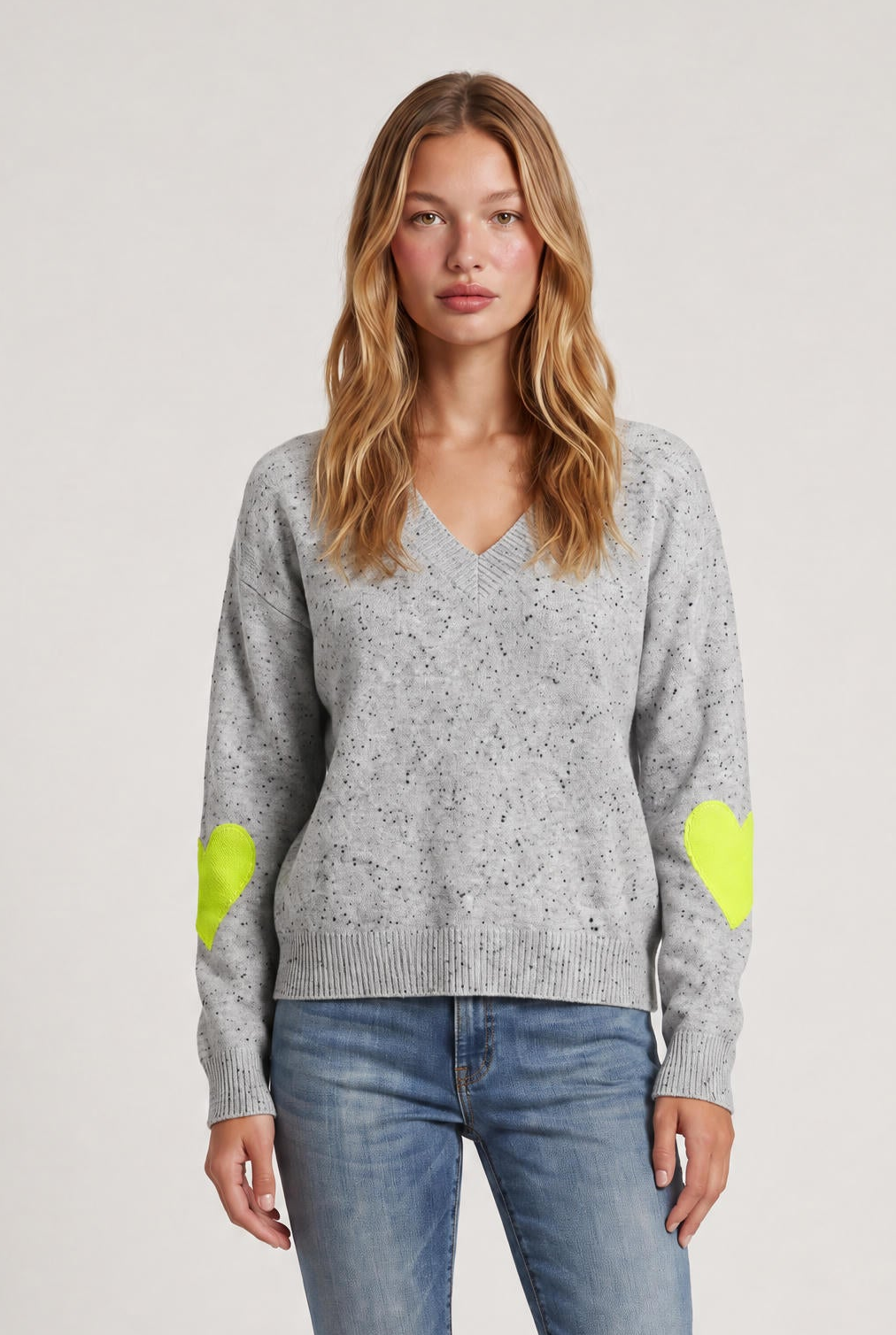 
model wearing Frenchie Cashmere Sweater posing Front View