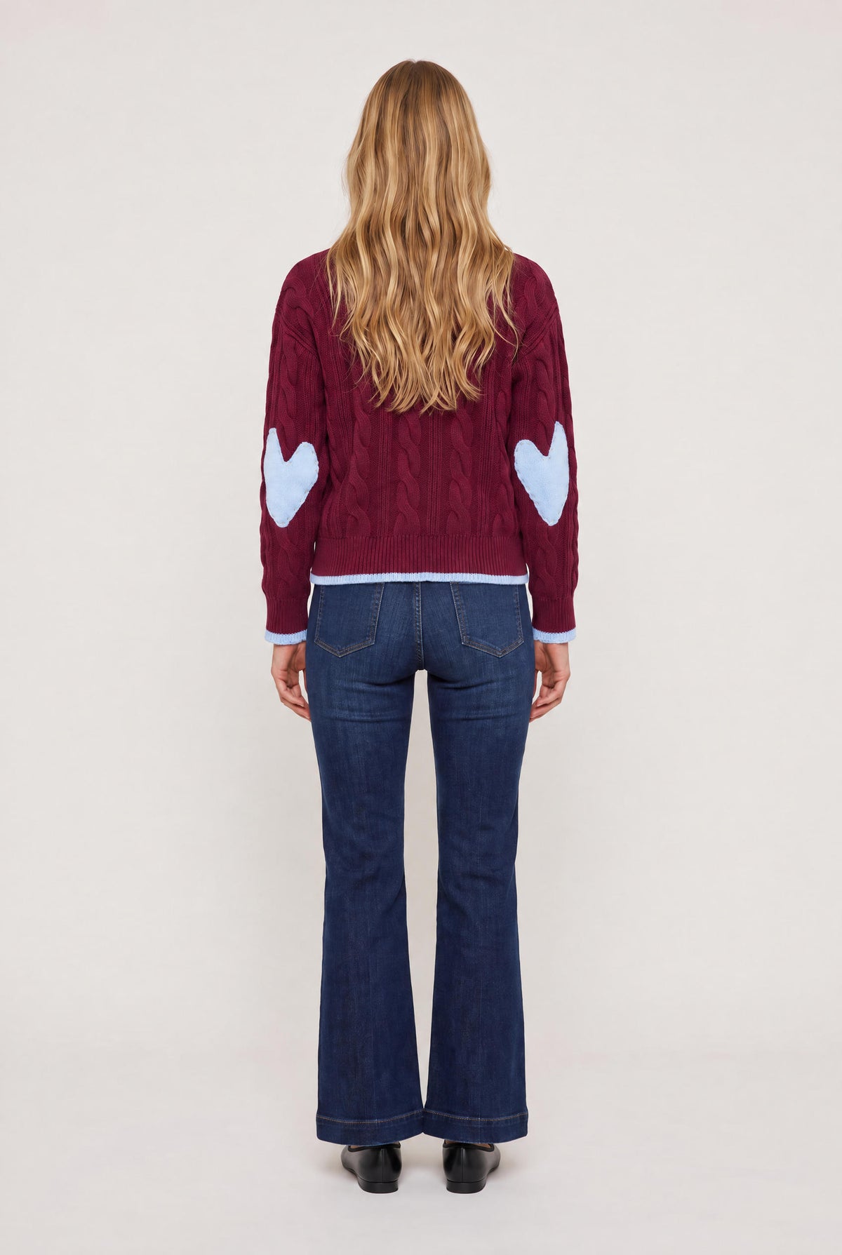 
model wearing Maxwork Cable Pullover Sweater posing Front View