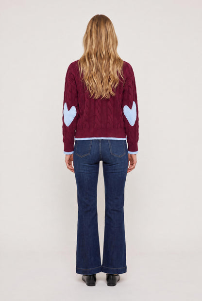 
model wearing Maxwork Cable Pullover Sweater posing Front View