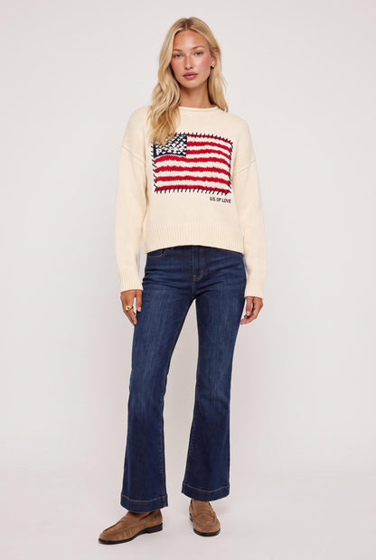 
model wearing Roll Neck U.s. Of Love Sweater posing Front View