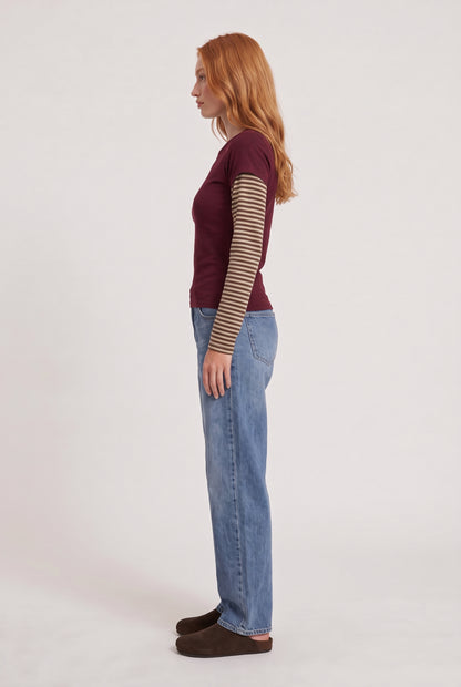 
model wearing Bloom Layered Long Sleeve posing Side View