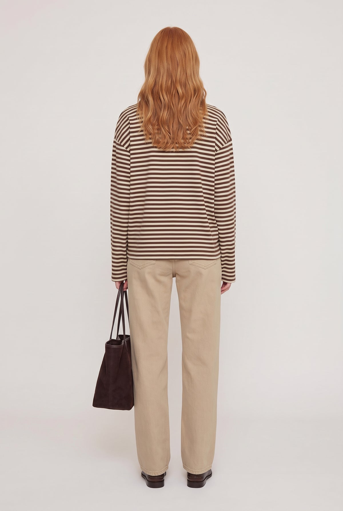 [STRIPE] model wearing Bloom Long Sleeve posing Back View