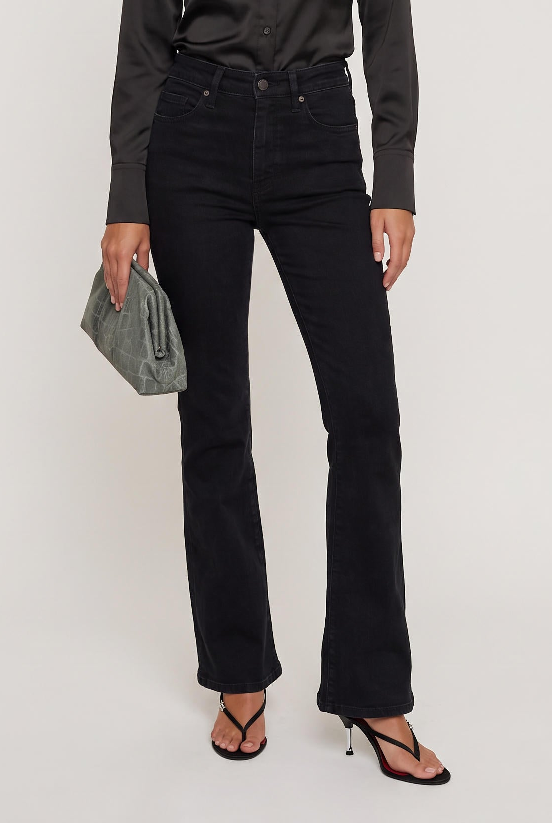 
model wearing High Rise Tummy Tuck Flare posing Front View