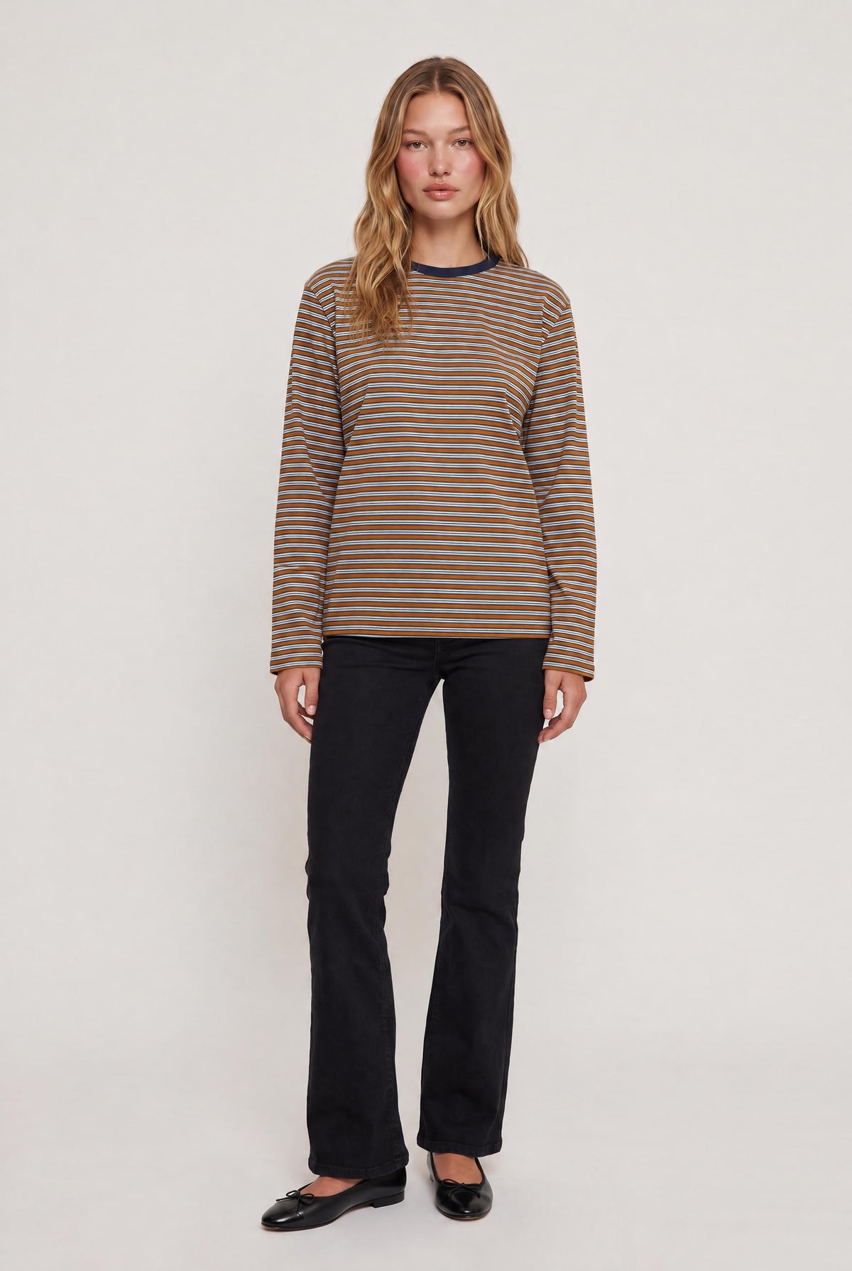 
model wearing Stripe Vincent Lione posing Front View