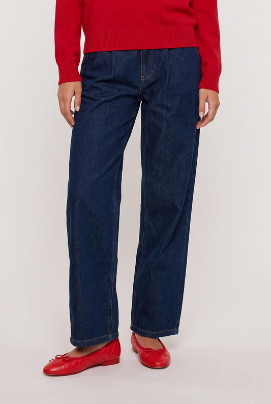 
model wearing Denim Trouser posing Front View