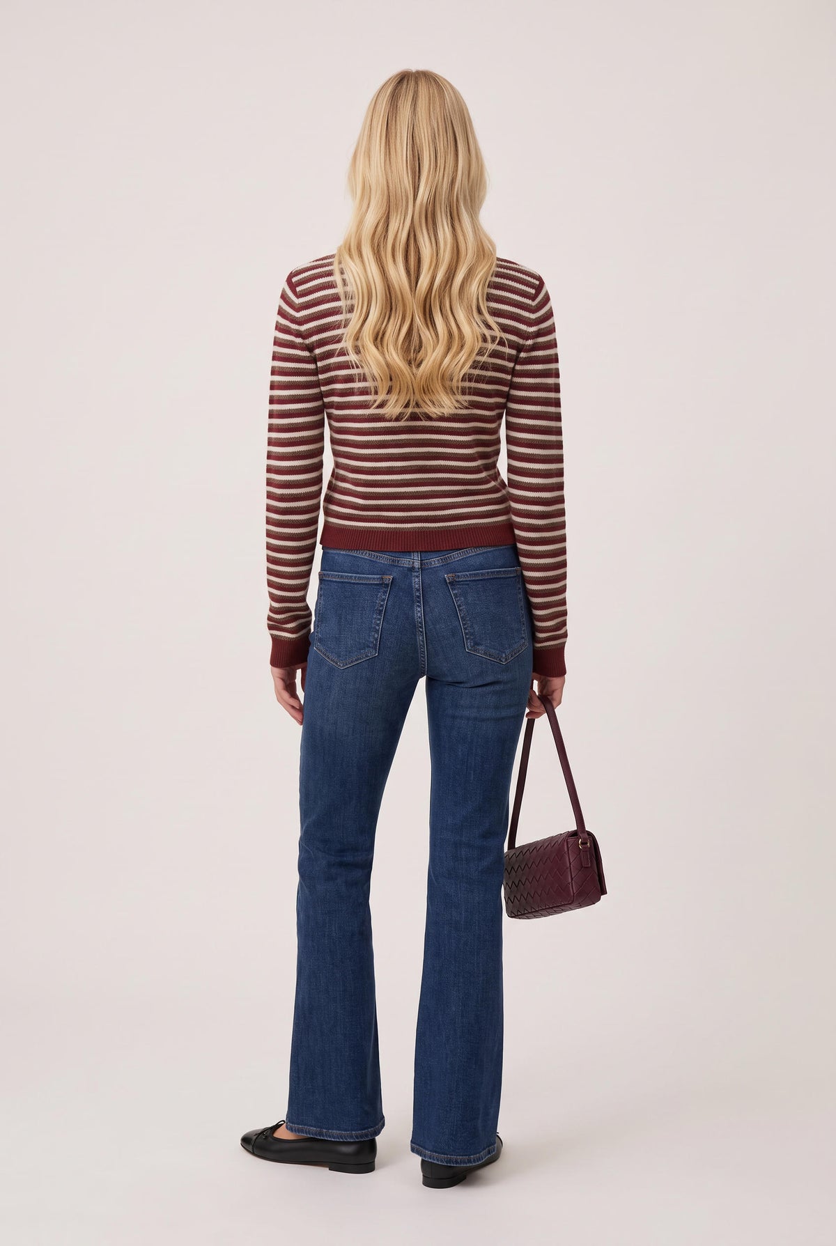
model wearing Gianna Stripe Long Sleeve Top posing Front View