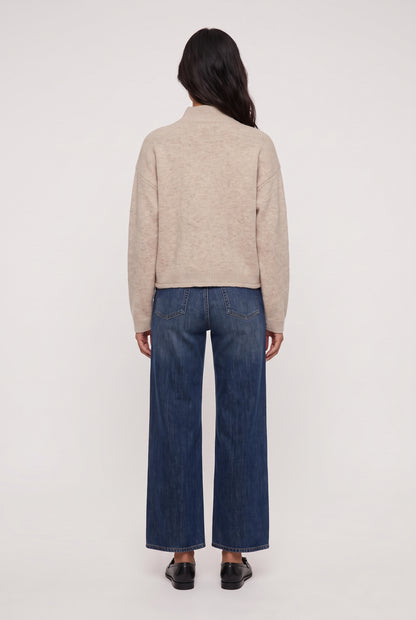 
model wearing Main Line Covered Button Sweat posing Back View