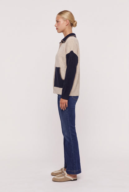 
model wearing Stitch Perfect Zip Up Cardigan posing Side View