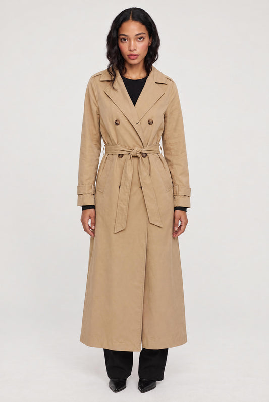 
model wearing Trench Coat posing Front View