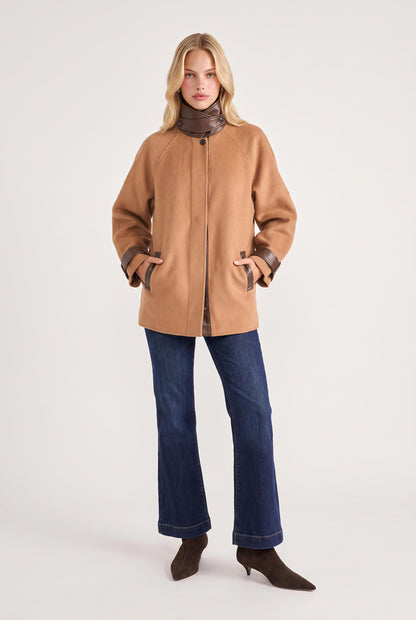 
model wearing Yanna Coat posing Front View
