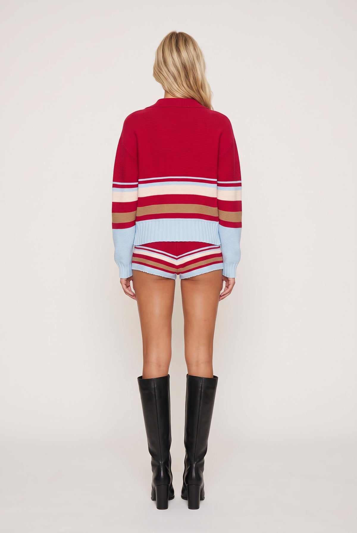 [CRANBERY] model wearing The Cleo Pullover posing Back View