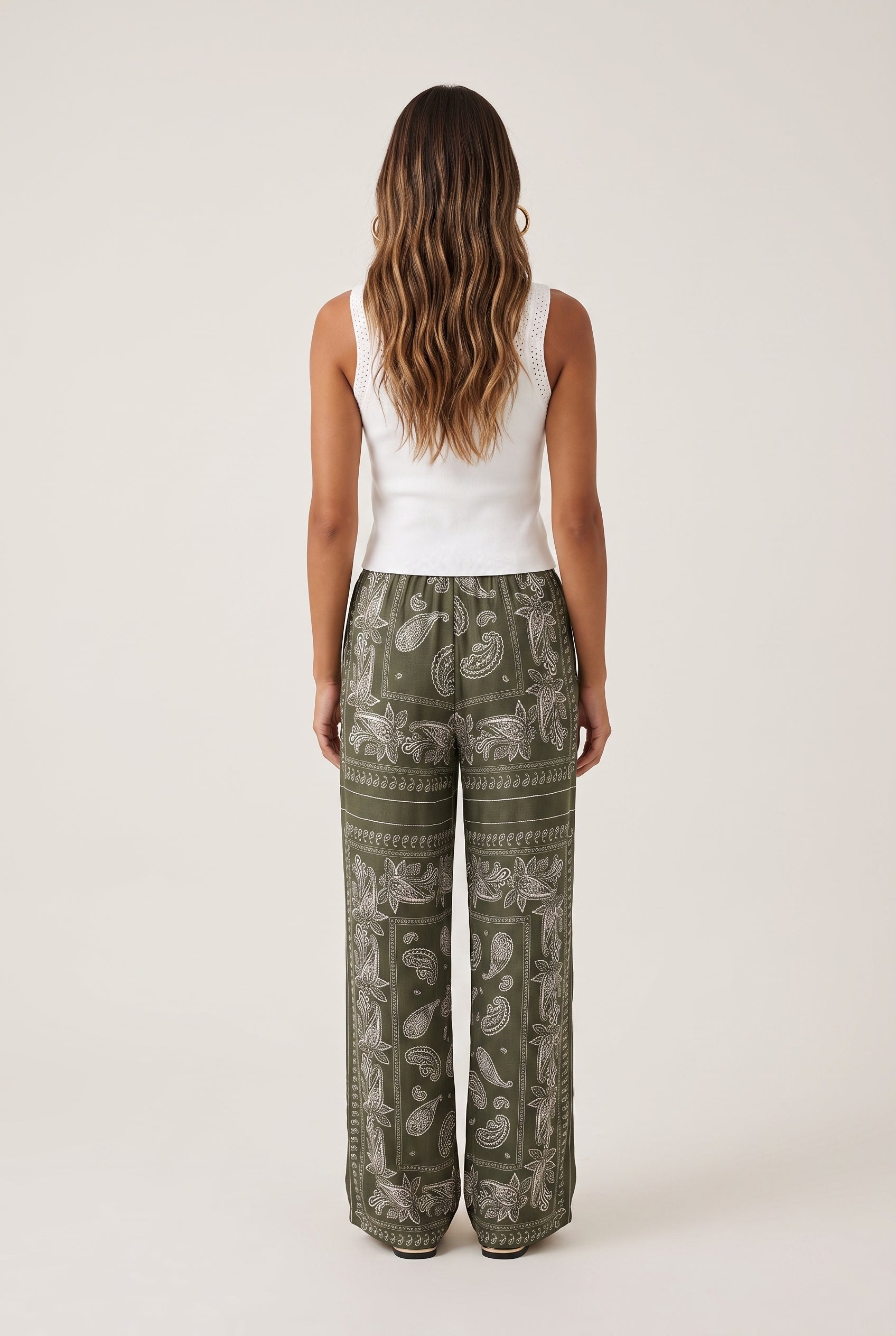 スラックス 70s80s vintage bandana pattern pants Bandana Print Silk Pant for Effortless Elegance – Mixology