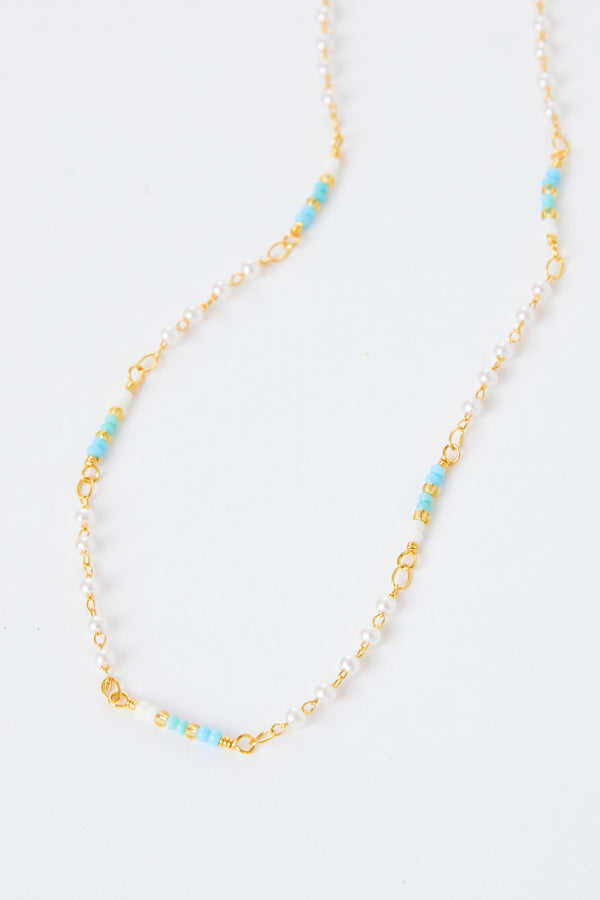 Aria Pearl Turquoise Bead Necklace