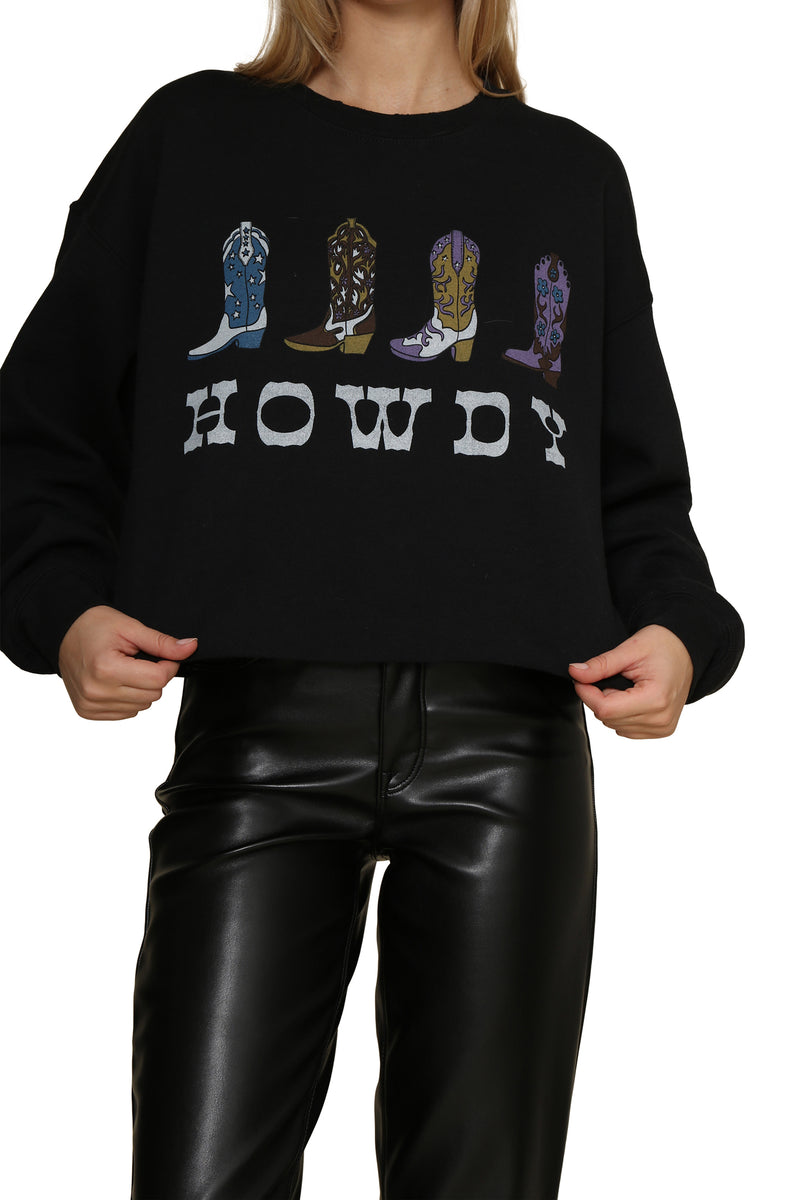 Howdy Boots Raw Edge Sweatshirt