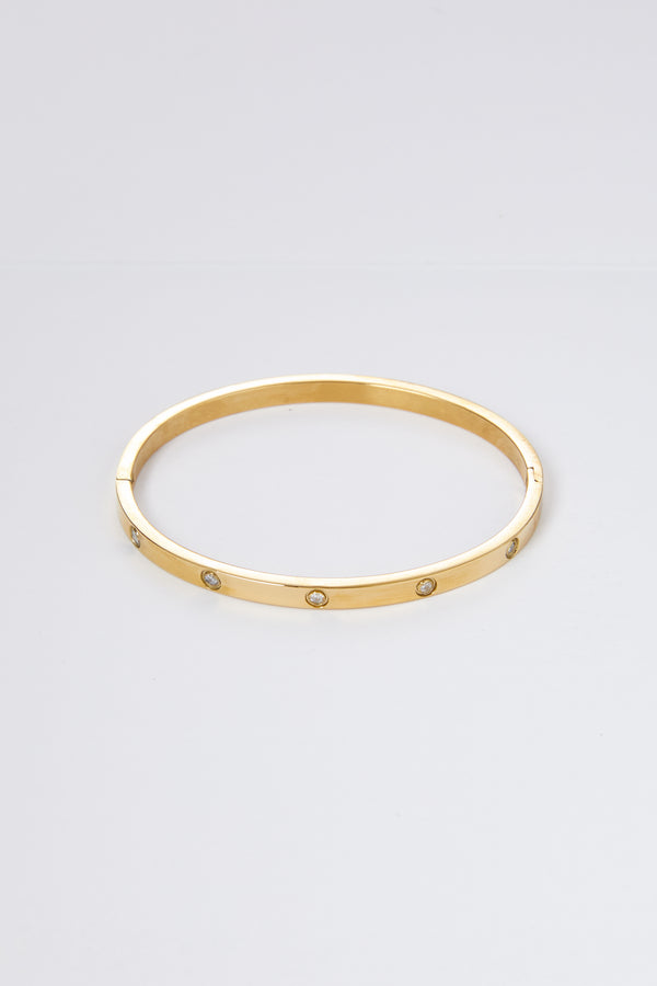 Arlo Wide Bangle With Clear Stones