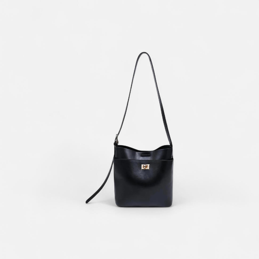 [BLACK] 2 In 1 Bucket Bag Flat Lay