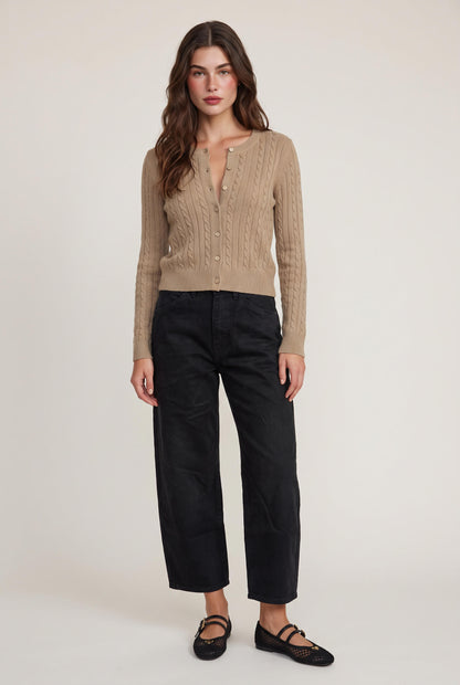 
model wearing AVIV TWILL BARREL PANTS posing Front View